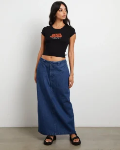 874 Denim Maxi Skirt in Stone Washed Indigo