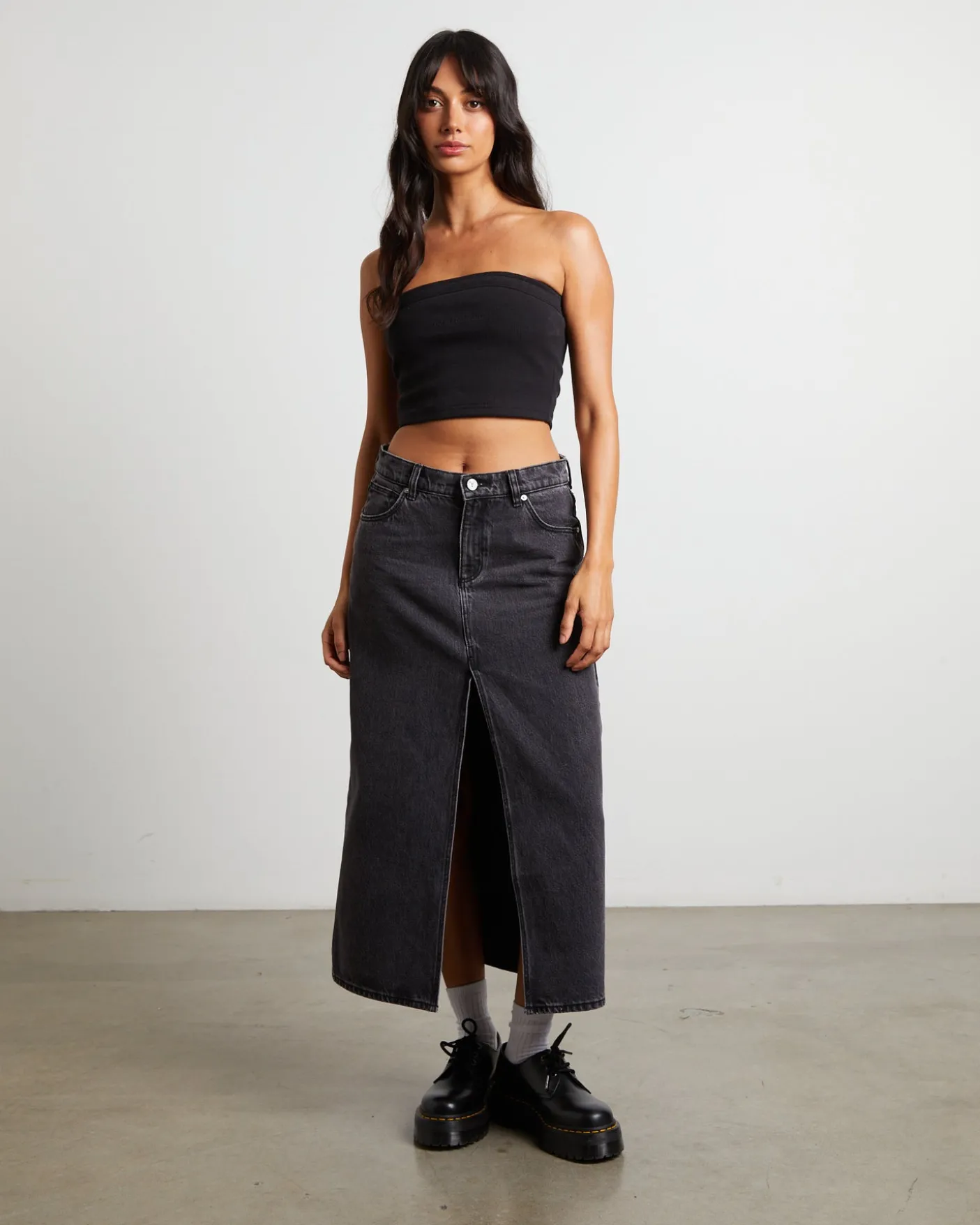99 Low Denim Maxi Skirt in Chloe