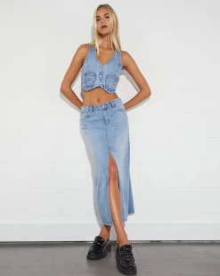 99 Low Denim Maxi Skirt Sylvie