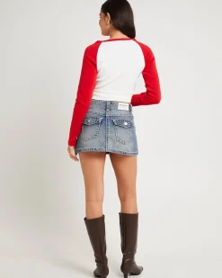 95 Mid Aline Denim Skirt Amber