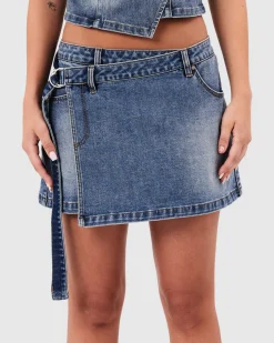 95 Mid Wrap Denim Skirt
