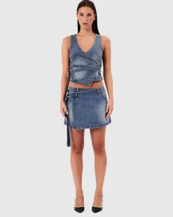 95 Mid Wrap Denim Skirt