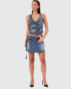 95 Mid Wrap Denim Skirt