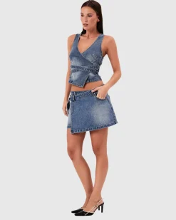 95 Mid Wrap Denim Skirt