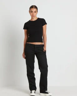 875 Washed Low Rider Pants in Black