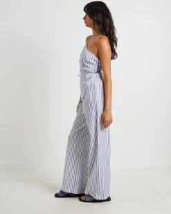Adeline Asymmetric Cami Top in White Stripe