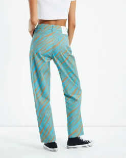 Adi Shelby Hemp Wide Leg Long Pants Blue Stripe