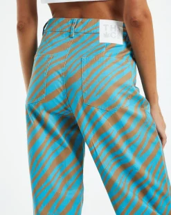 Adi Shelby Hemp Wide Leg Long Pants Blue Stripe