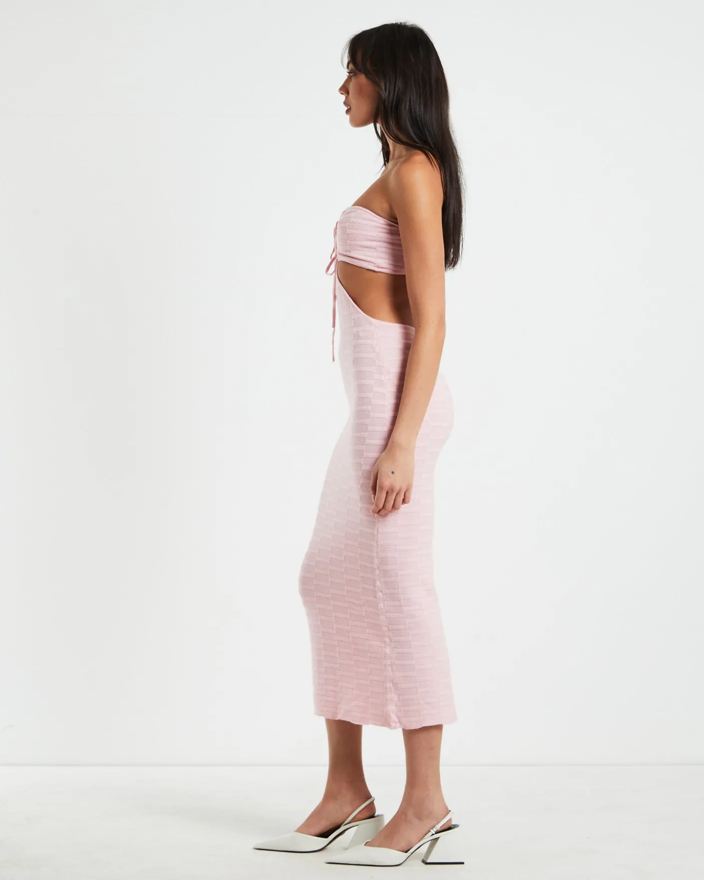 Alana Keyhole Knit Midi Dress in Pink