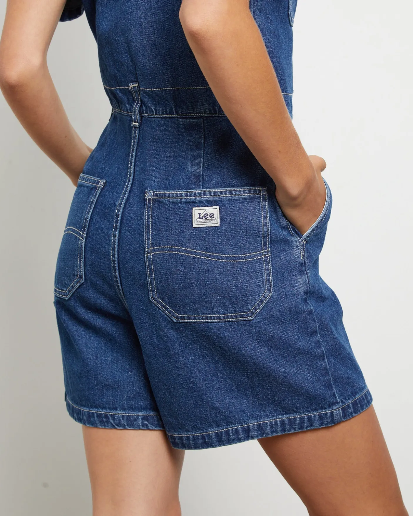 Alexis Denim Romper in Limited Blue