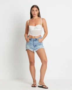 Alexis Lace Overlay Underwire Top in White