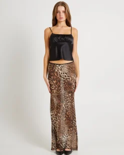 Alora Leopard Slip Maxi Skirt