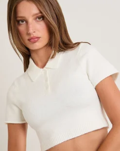 Amber Crop Polo Knit