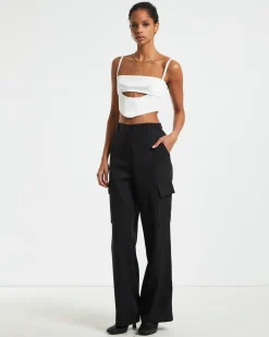Andra Cut Out Sateen Corset Top Cream