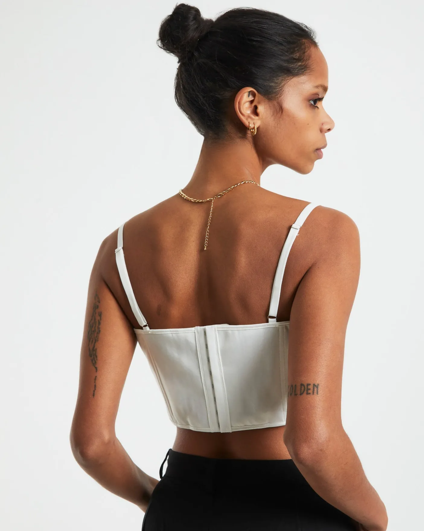 Andra Cut Out Sateen Corset Top Cream