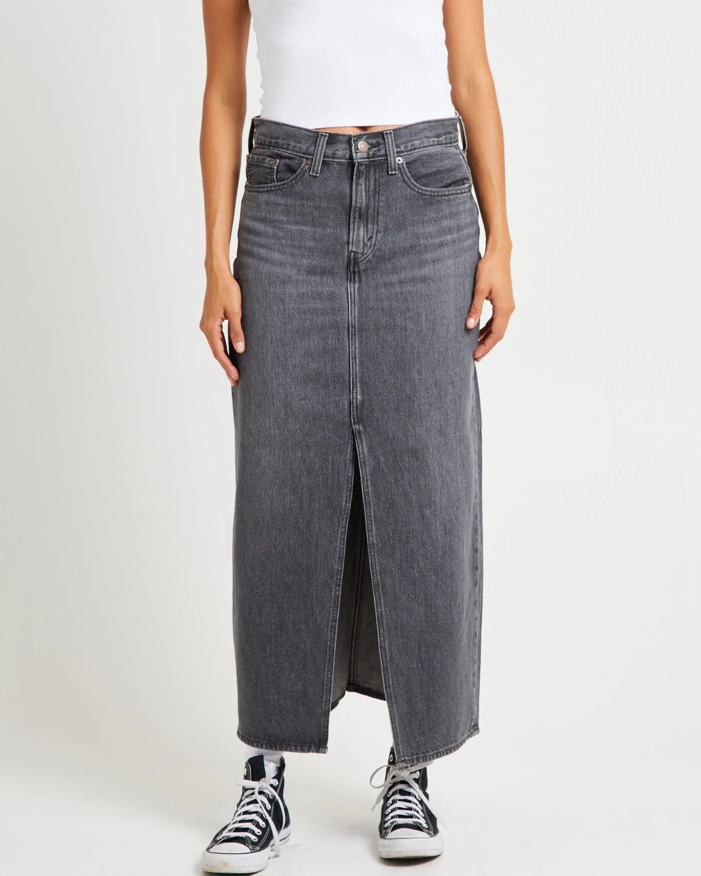 Ankle Column Denim Maxi Denim Skirt Adventure Seeker