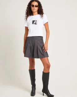 Aquarius Pleated Mini Skirt Charcoal