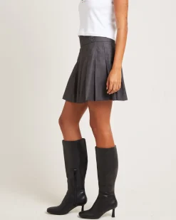 Aquarius Pleated Mini Skirt Charcoal