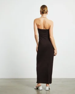 Aria Cut Out Tube Dress in Dark Chocolate