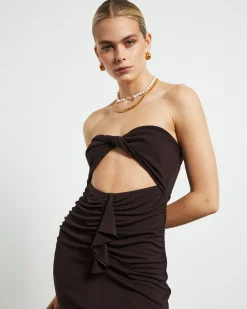 Aria Cut Out Tube Dress in Dark Chocolate