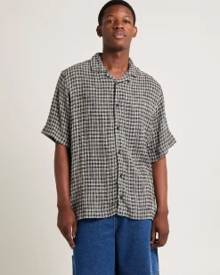 Asta Seer Sucker Regular Shirt Steel Check