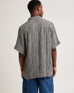 Asta Seer Sucker Regular Shirt Steel Check