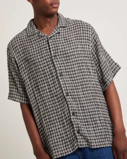 Asta Seer Sucker Regular Shirt Steel Check
