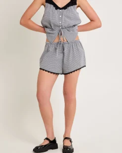 Aster Lace Trim Cotton Shorts