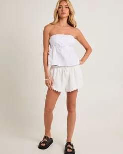 Aster Lace Trim Cotton Shorts