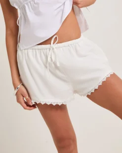 Aster Lace Trim Cotton Shorts
