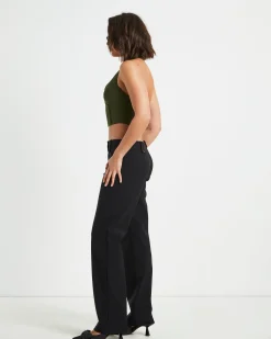 Athena Zip Front Halter Neck Corset in Khaki Green