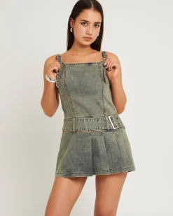Autry Denim Pleat Mini Dress