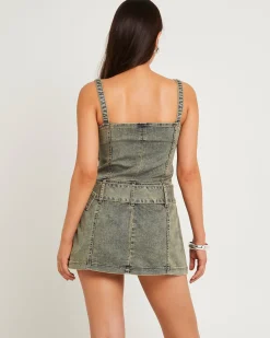 Autry Denim Pleat Mini Dress