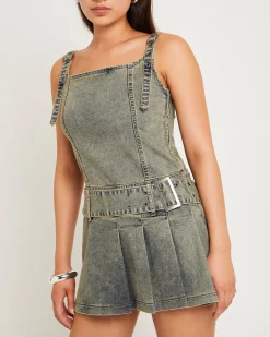 Autry Denim Pleat Mini Dress