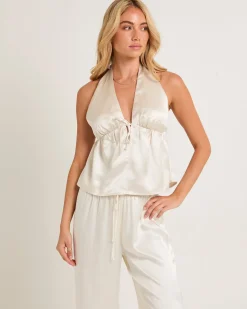 Avery Halter Satin Top