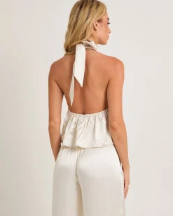 Avery Halter Satin Top