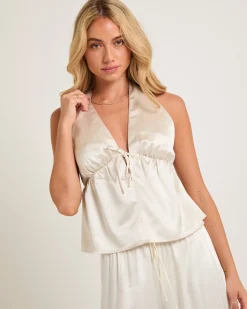 Avery Halter Satin Top