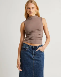 Avery High Neck Ruch Tank Top