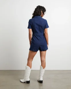 Avianna Denim Boilersuit in Ink Blue