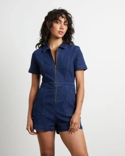 Avianna Denim Boilersuit in Ink Blue