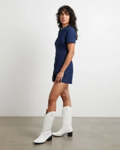 Avianna Denim Boilersuit in Ink Blue