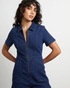 Avianna Denim Boilersuit in Ink Blue