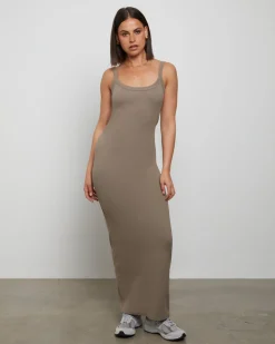 Backless Midi Dress in Brown