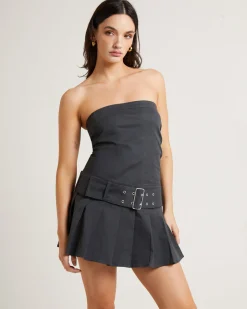 Bad Habits Kilt Mini Dress in Slate