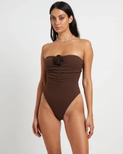 Banksy Corsage One Piece in Chocolate