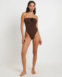 Banksy Corsage One Piece in Chocolate
