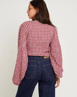 Base Seersucker Long Sleeve Top