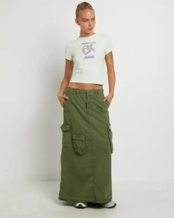 BDG Marta Multi Pocket Maxi Skirt in Khaki