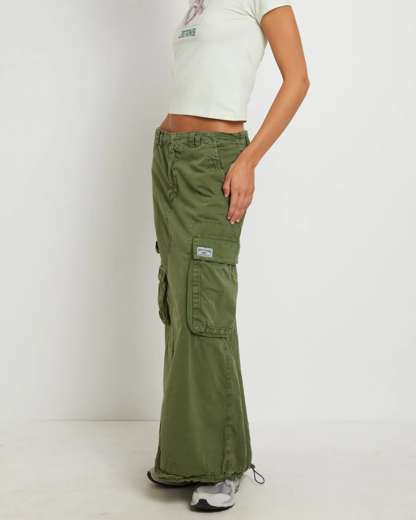 BDG Marta Multi Pocket Maxi Skirt in Khaki