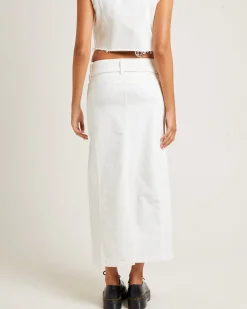Billy Denim Maxi Skirt Vintage White